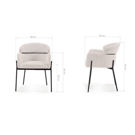 Krzesło z podłokietnikami beżowe Granada, kpl 2 szt.