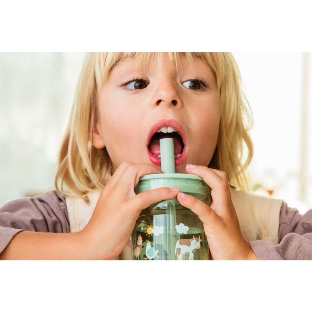 Szklanka dziecięca ze słomką Mio 250ml Forest Friends 108023065408