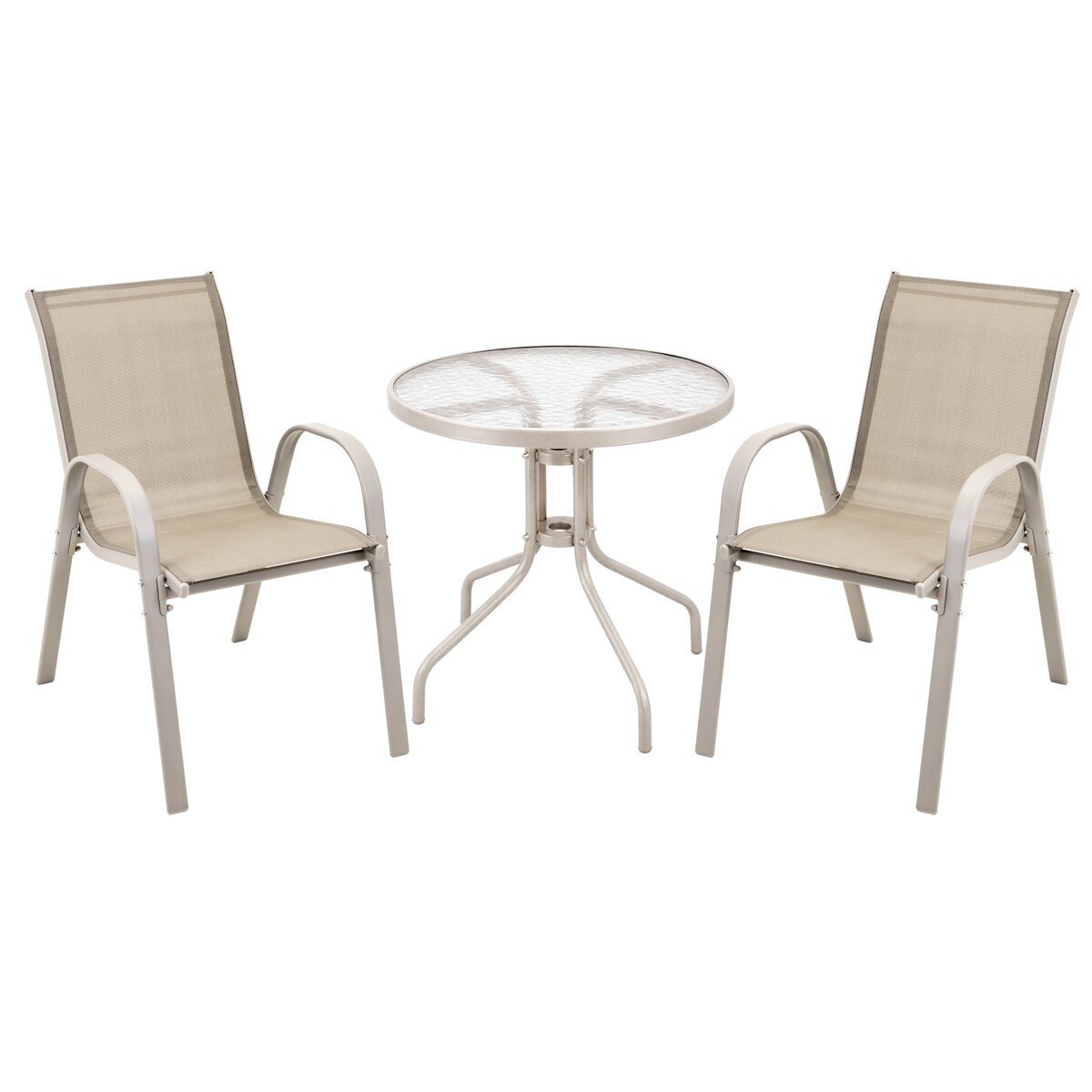 Zestaw mebli ogrodowych JUMI na balkon taras beżowy krzesła stół