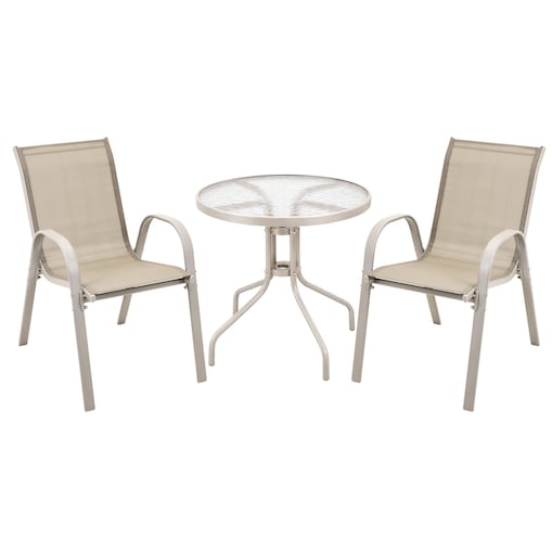 Zestaw mebli ogrodowych JUMI na balkon taras beżowy krzesła stół