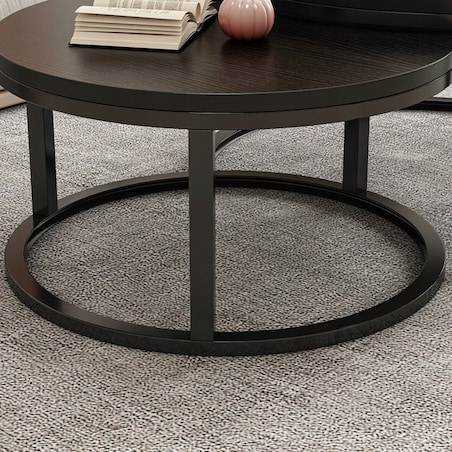 Stolik kawowy okrągły zestaw 2 stolików czarnych nowoczesne loft salonu