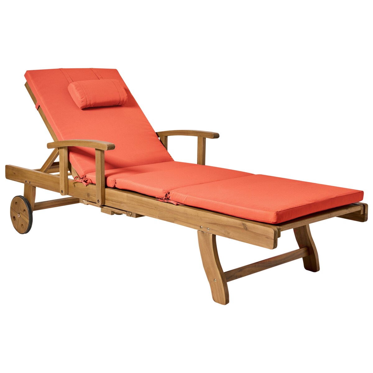 Leżak ogrodowy z poduszką JAVA PREMIUM Drewno akacjowe Czerwony