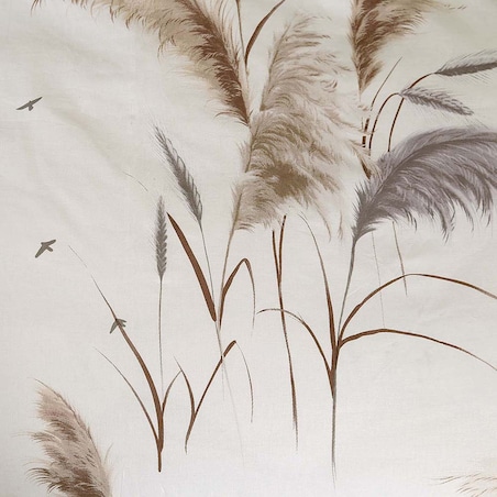 Pościel bawełniana 140x200 Pampas beżowa z delikatnym wzorem traw pampasowych, Cottonlove