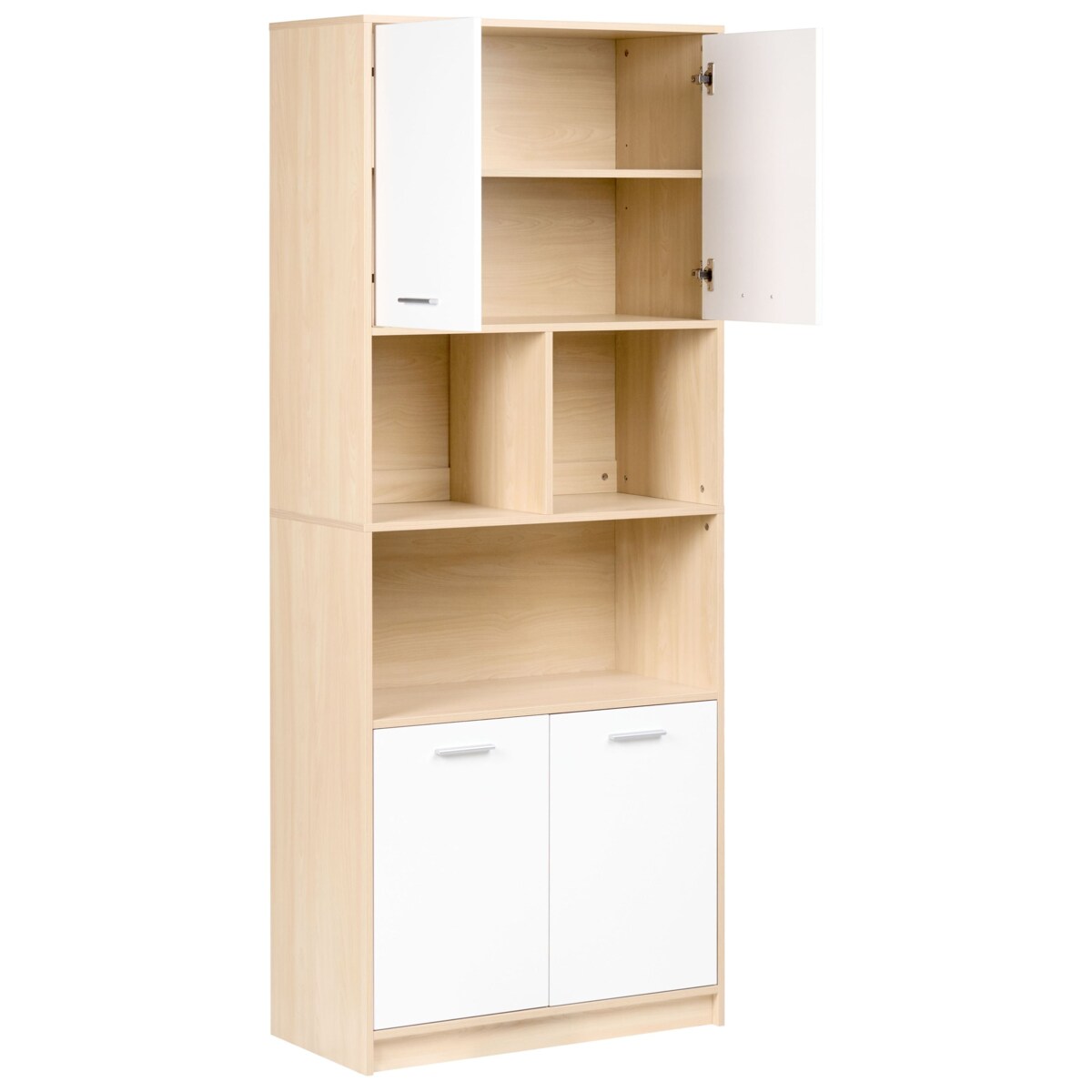 Regał 4-drzwiowy ZEHNA Jasny brąz/ biały