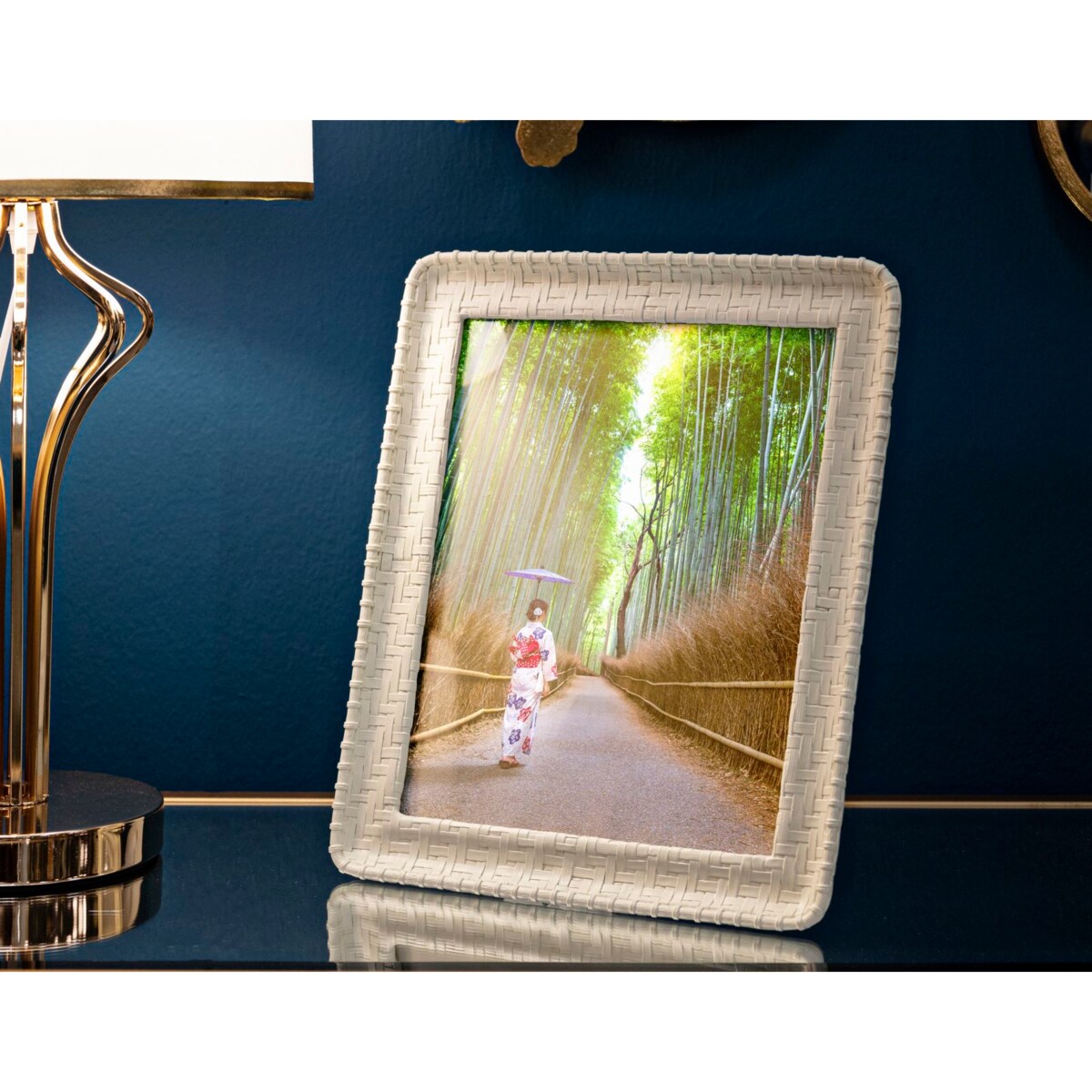 Ramka na zdjęcia Bamboo Style, zdjęcie 20 x 25 cm, kolor kremowy, żywica syntetyczna, rama 26 x 2 x 31 cm, na fotografie i portrety, Mauro Ferretti