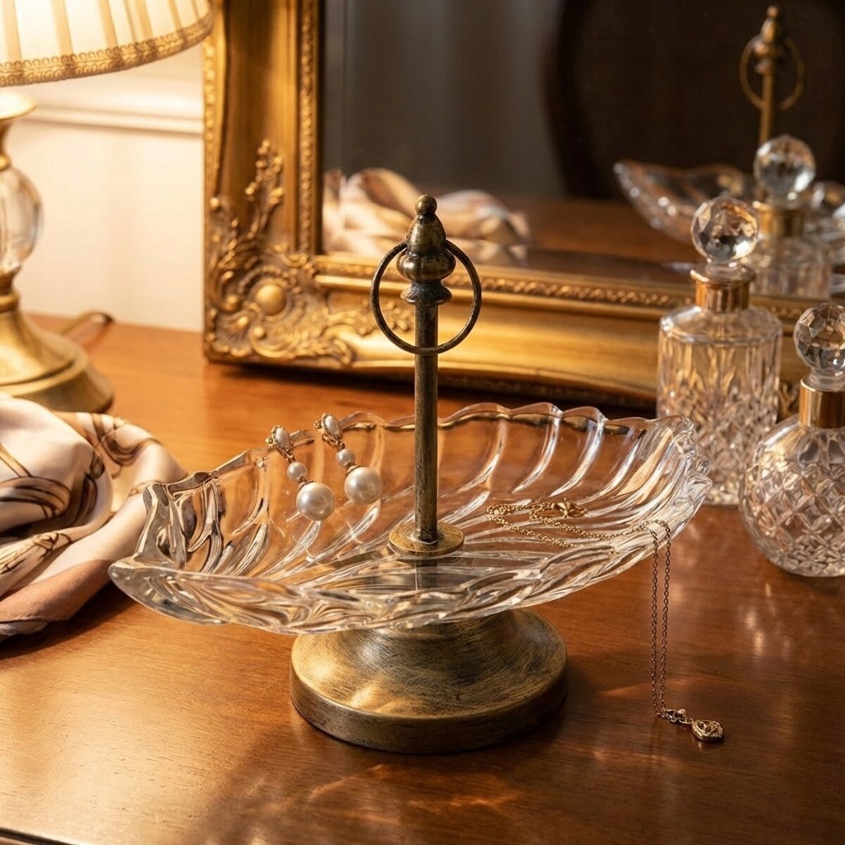 MISA MISKA NA KLUCZE DROBIAZGI PATERA 30cm RETRO ZŁOTA OZDOBA DEKORACJA