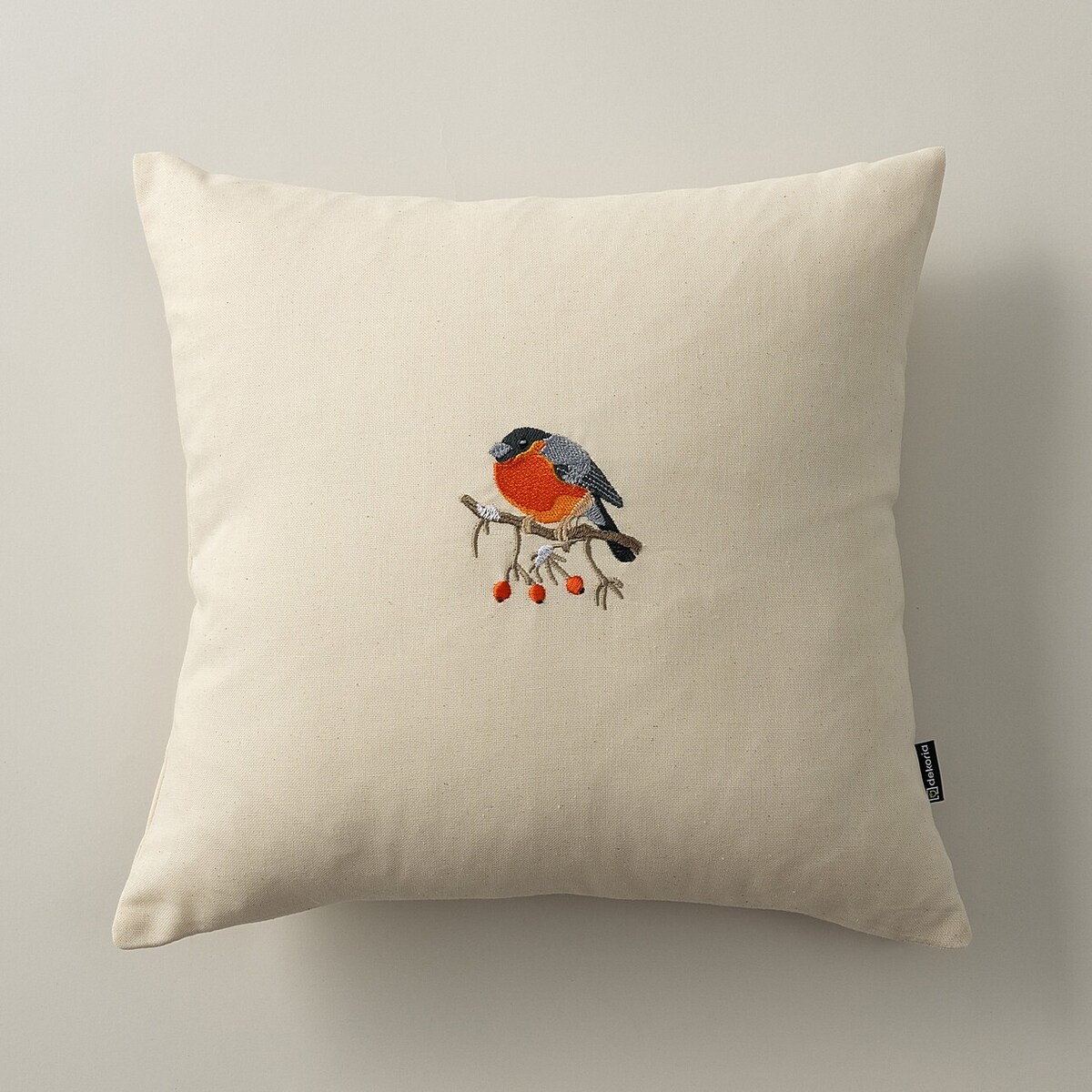 Poszewka na poduszkę Robin on Branch 43x43 cm boże narodzenie, święta, świąteczne, kremowy-czerwony, 43 x 43cm