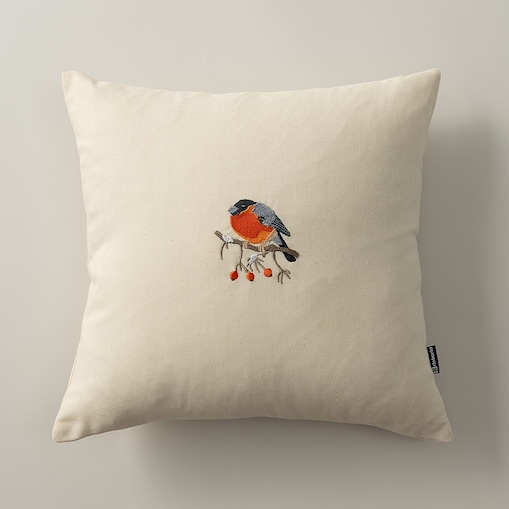 Poszewka na poduszkę Robin on Branch 43x43 cm boże narodzenie, święta, świąteczne, kremowy-czerwony, 43 x 43cm