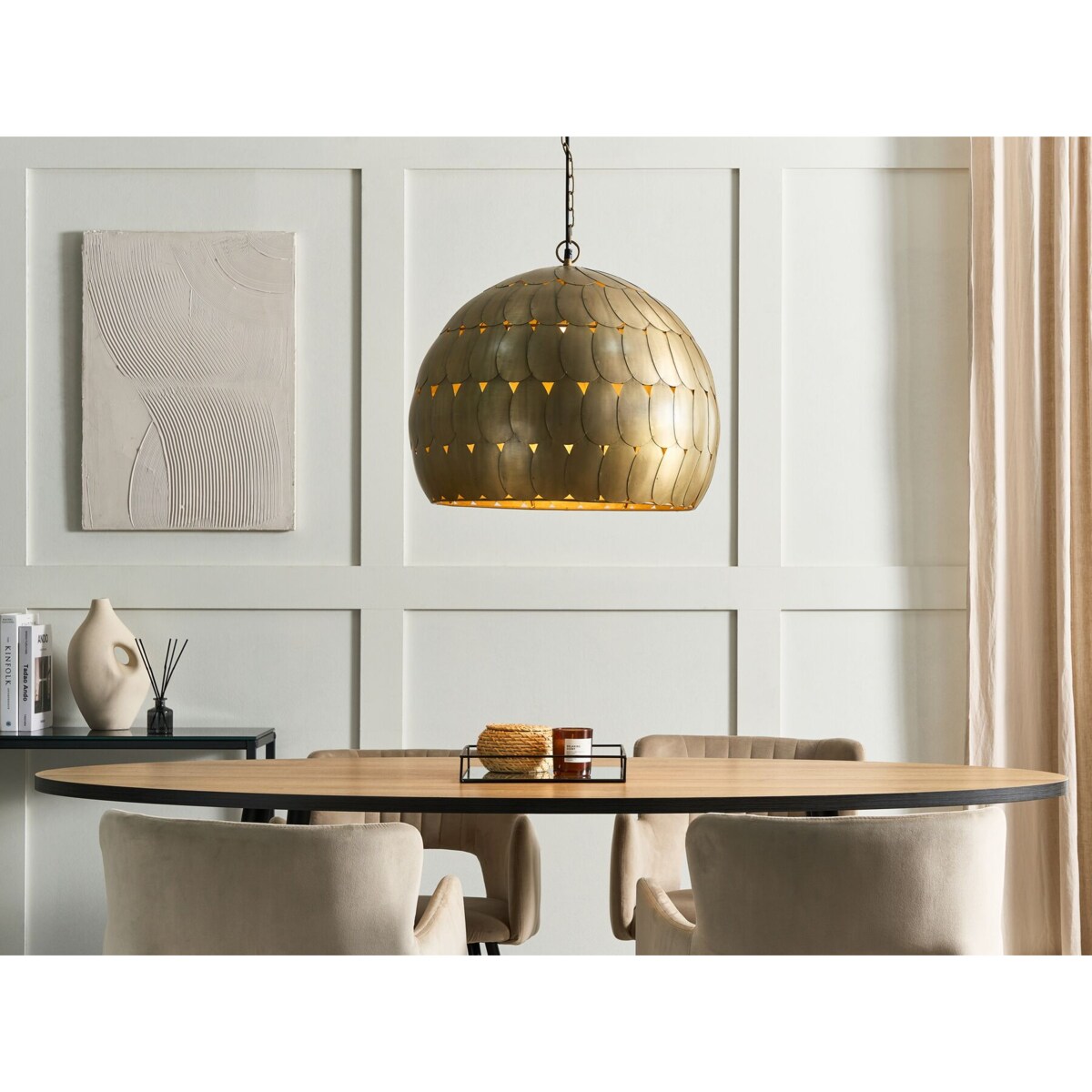 Lampa wisząca metalowa mosiężna HARANGI