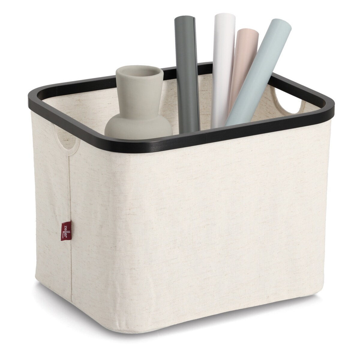 Organizer tekstylny kremowy ZELLER, bambus, 40 x 33 x 30 cm