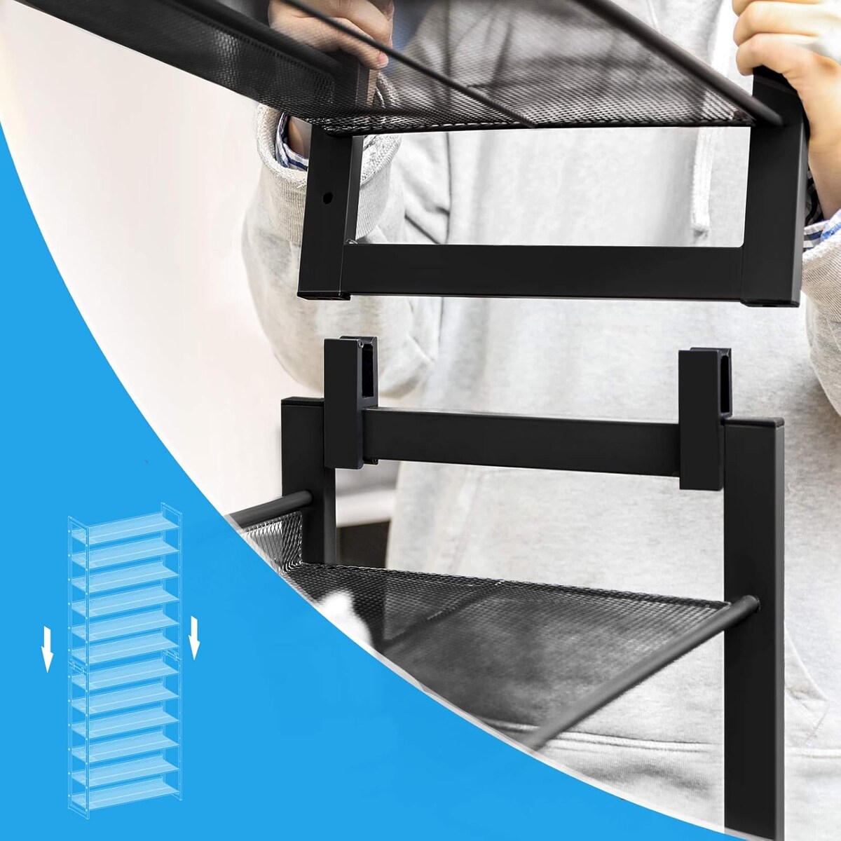 REGAŁ NA BUTY STOJAK NA OBUWIE - CZARNY