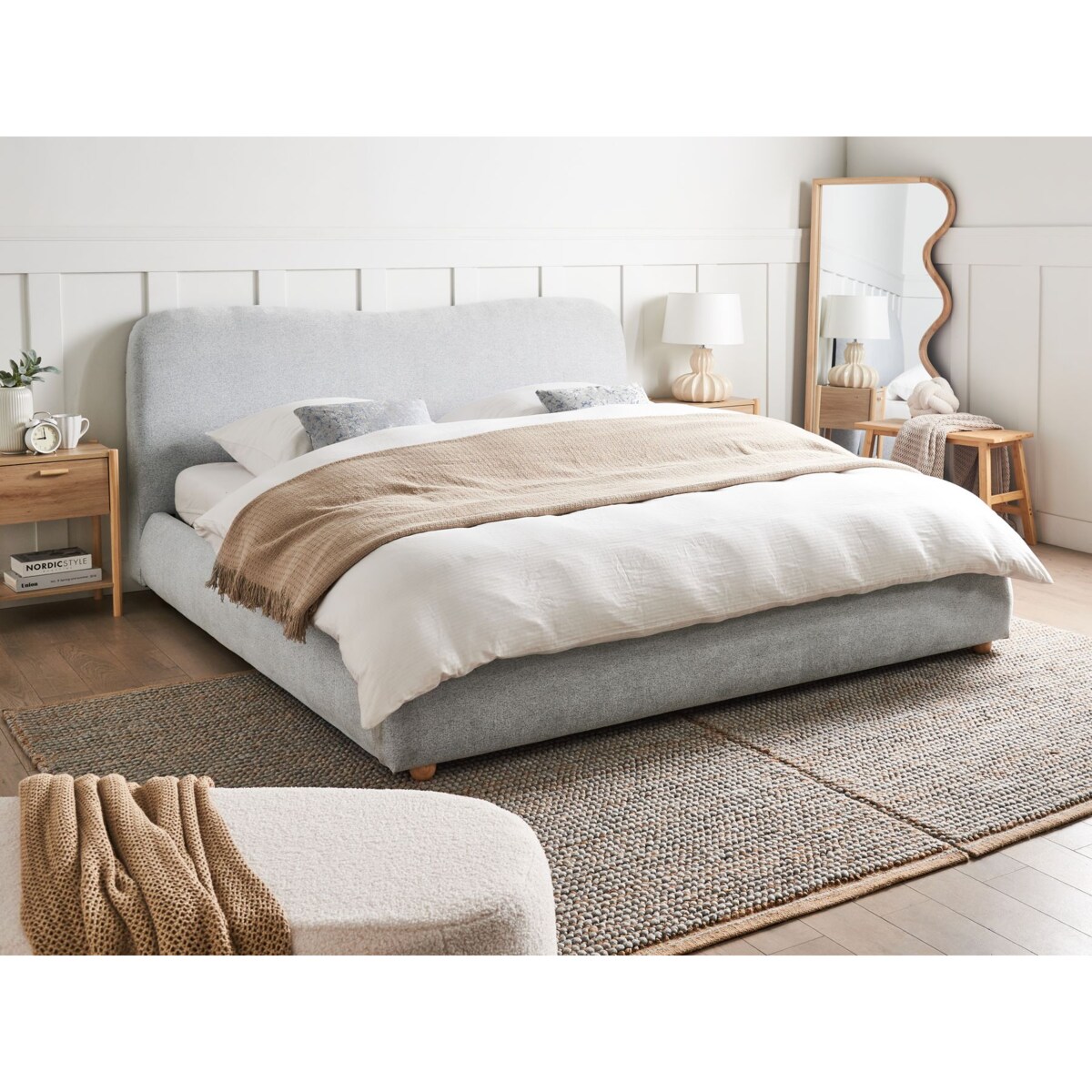 Łóżko z pojemnikiem BLAGNAC 180 x 200 cm Jasnoszary