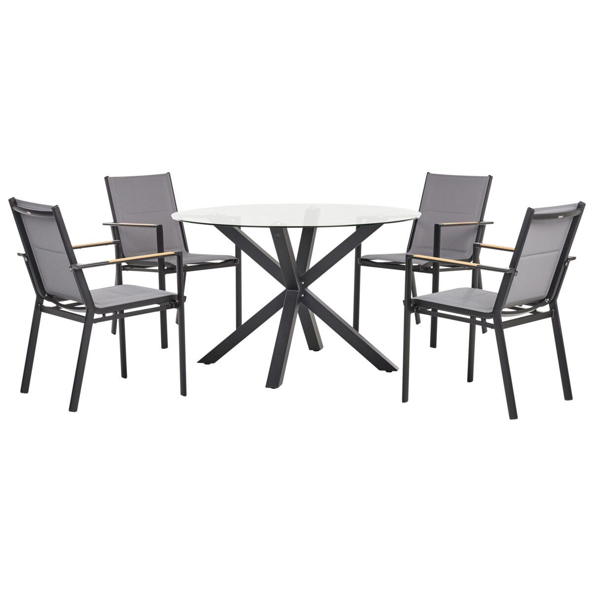 Zestaw ogrodowy dla 4 osób MALETTO/BUSSETO Szkło Czarny