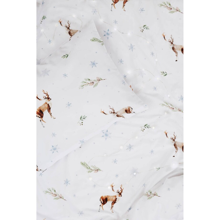 Pościel świąteczna Renifery 200/200 + 2 x 50/60 cm