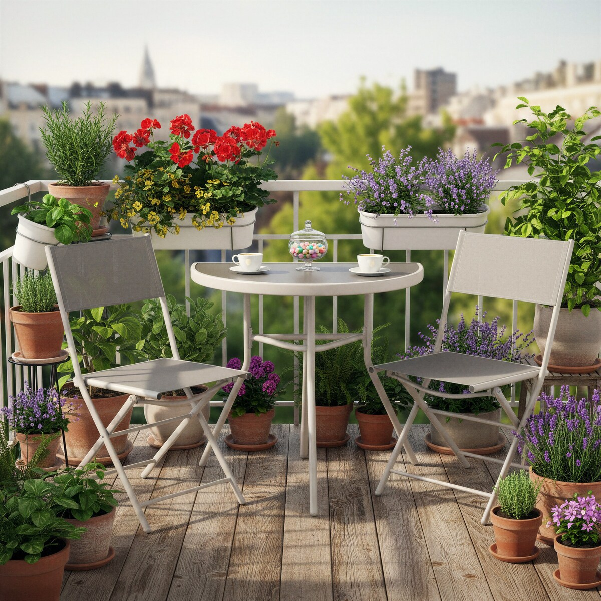 Stół balkonowy stalowy STOLIK ogrodowy na taras szkło hartowane do ogrodu