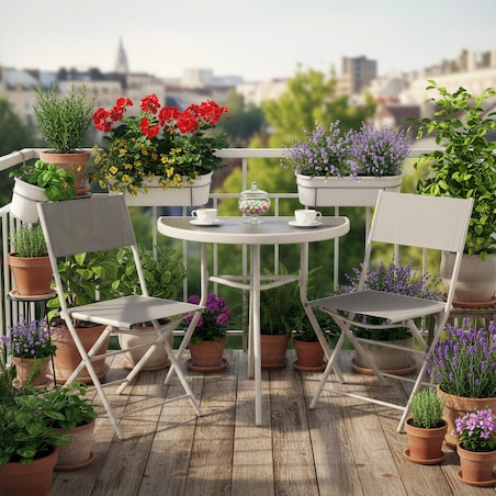 Stół balkonowy stalowy STOLIK ogrodowy na taras szkło hartowane do ogrodu