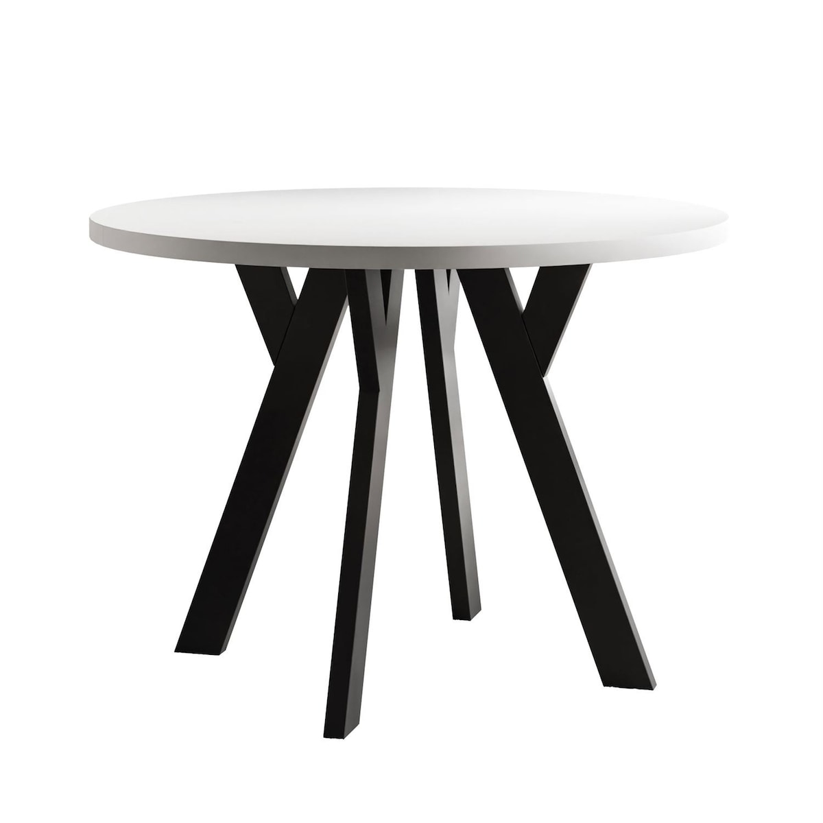 Okrągły stół rozkładany VOLTA MATT, nogi czarne, blat biały