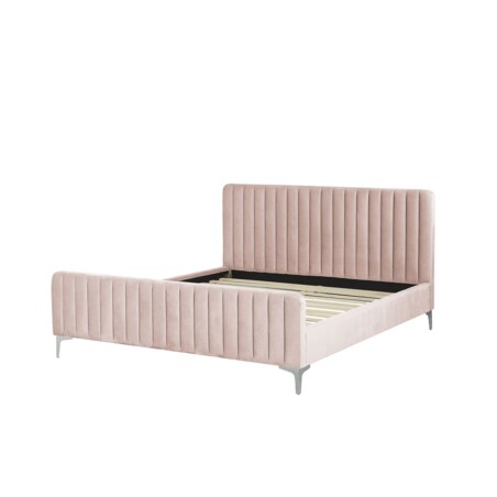 Łóżko welurowe 160 x 200 cm różowe LUNAN