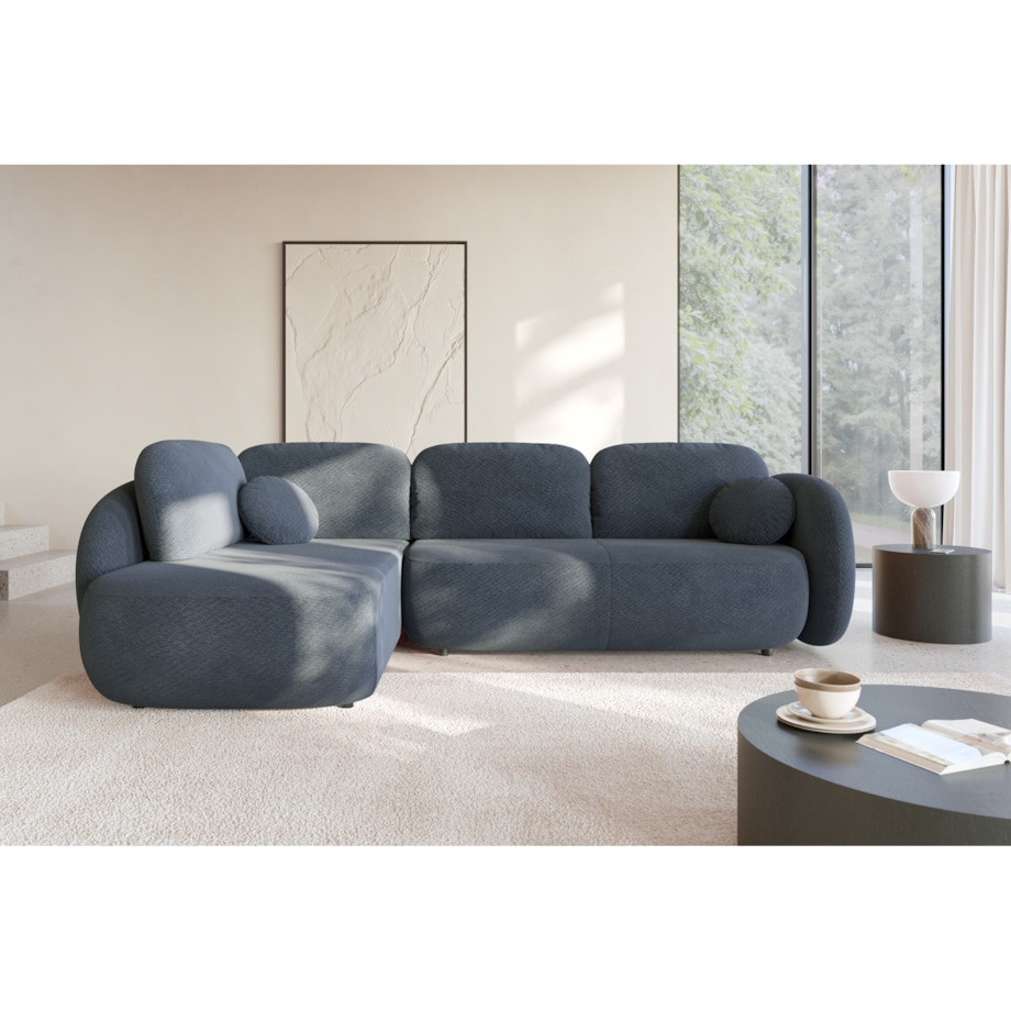 Nowoczesny Narożnik rozkładany OLIVIO II, lewy, granatowy