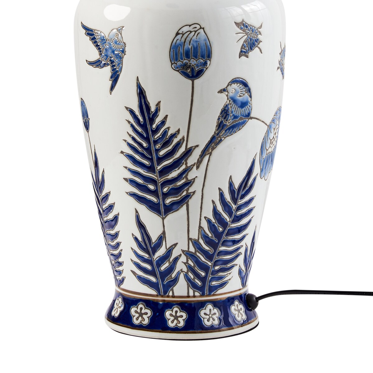Lampa stołowa BIJELA Porcelana Biały/ niebieski