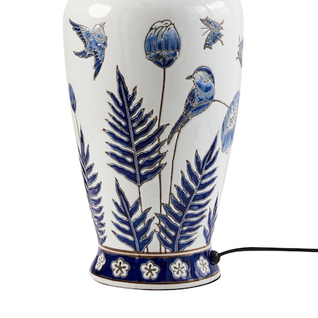 Lampa stołowa BIJELA Porcelana Biały/ niebieski