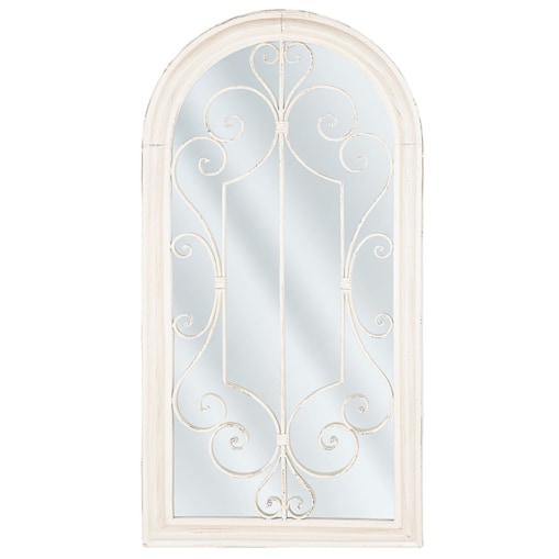 Metalowe lustro ścienne okno 49 x 97 cm złamana biel CAMPEL