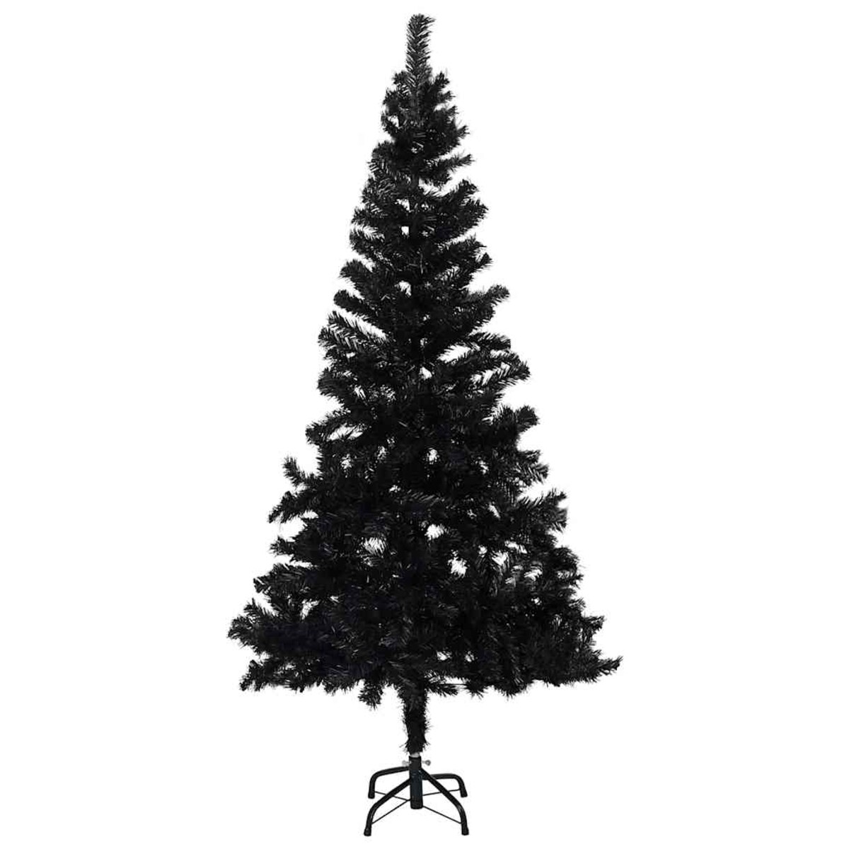 vidaXL Sztuczna choinka z lampkami i bombkami, czarna, 240 cm, PVC