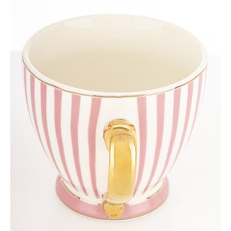 Kubek-filiżanka porcelanowy w paski w pudełku 450 ml TASSA - różowy