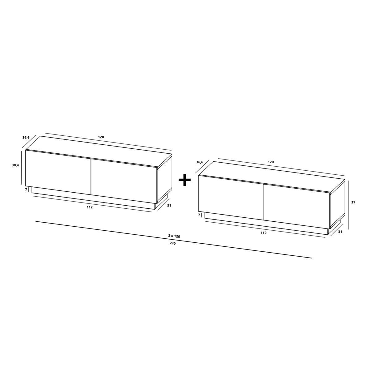 Szafka RTV Loft Stojąca / Wisząca Komoda RTV Grafit MAT 240 cm