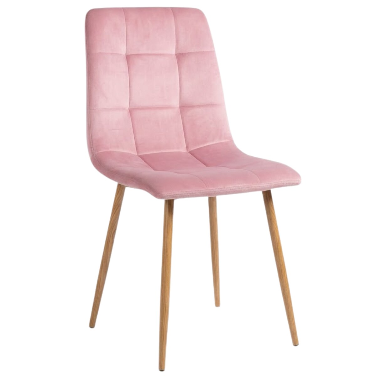Krzesło tapicerowane do salonu welurowe pikowane różowe