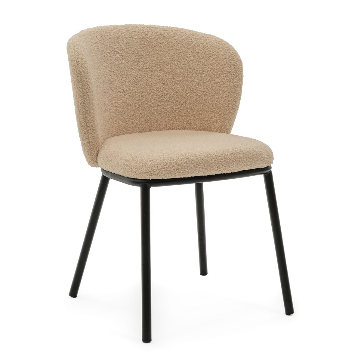 KRZESŁO TAPICEROWANE DO SALONU GLAMOUR TKANINA BOUCLE TEDDY BEŻOWE BARI