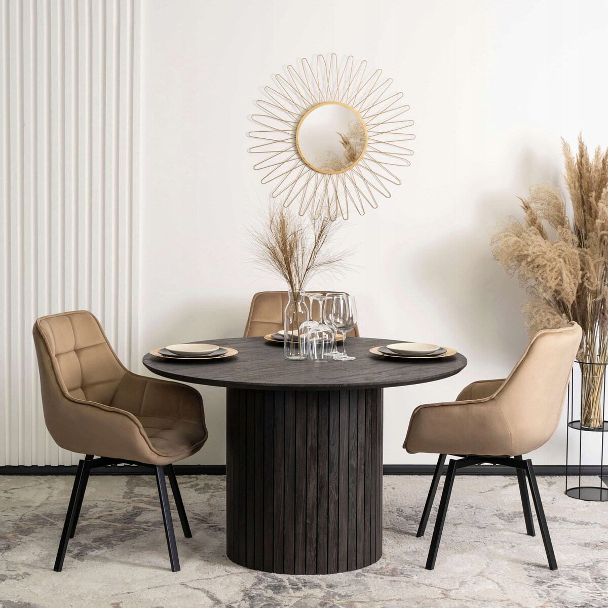 Krzesło Tapicerowane Do Jadalni Kuchni Salonu Obrotowe 360 Beżowe LUNA