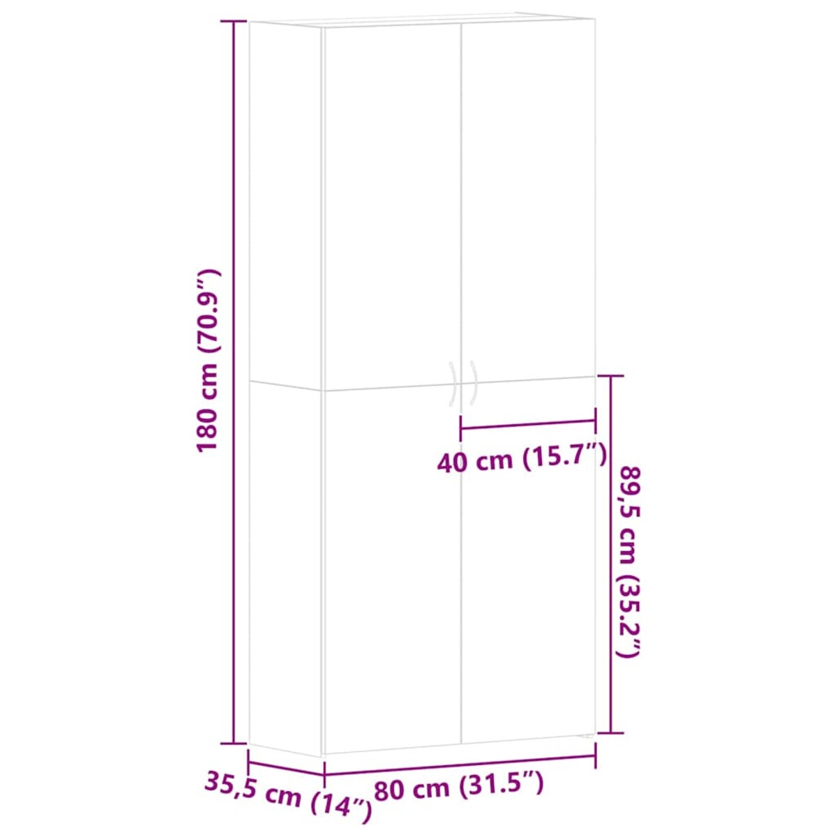 vidaXL Szafka na buty z półką z drzwiami Czarny 80 x 35.5 x 180 cm