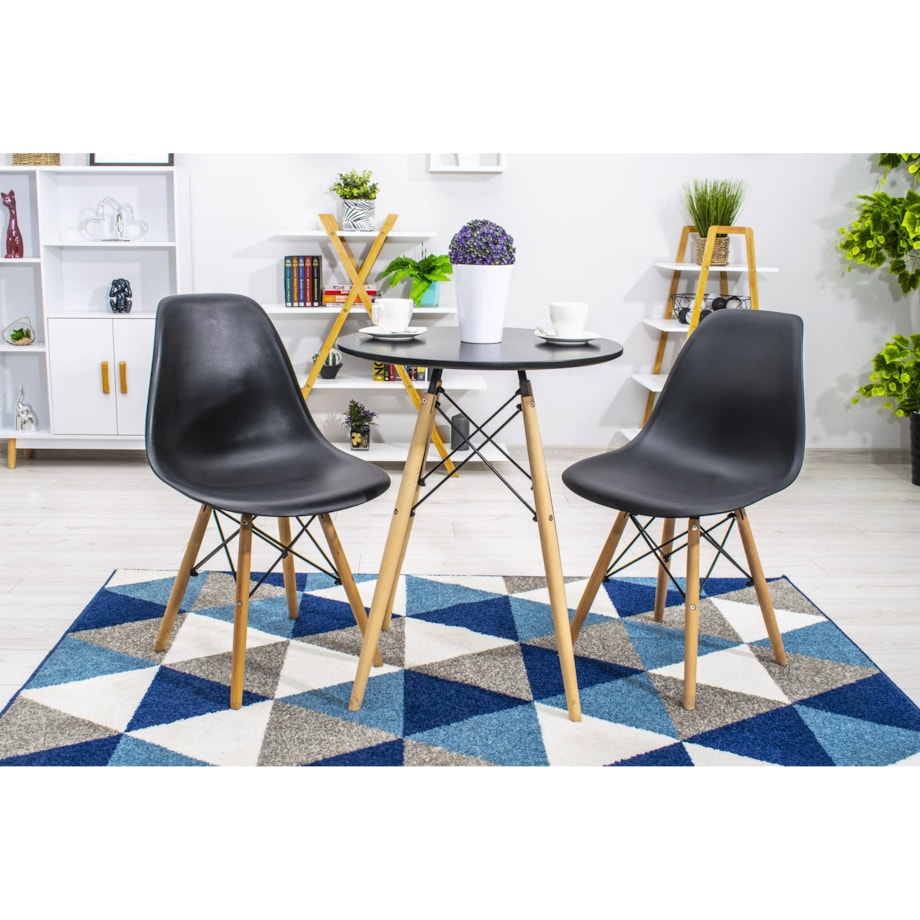 Krzesło Do Jadalni Kuchni Salonu Osaka Czarne / Nogi Naturalne X 4