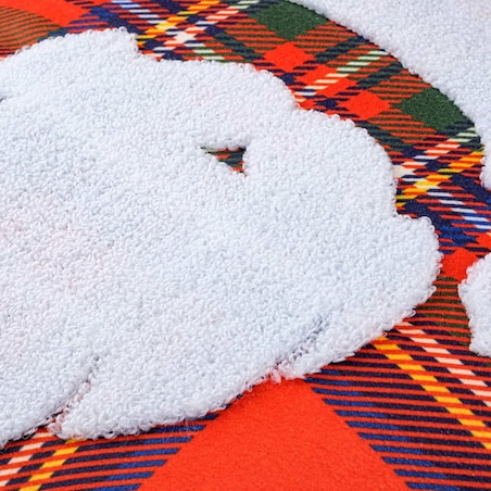 Poszewka dekoracyjna świąteczna 45X45 czerwona w kratę, Święty Mikołaj