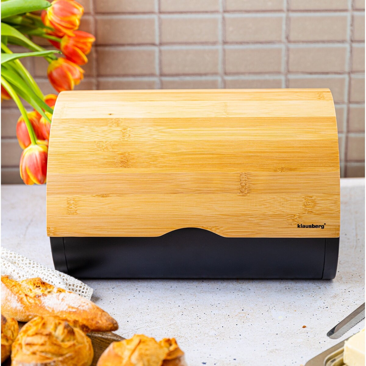 Chlebak stalowy 32cm pojemnik na chleb pieczywo KLAUSBERG