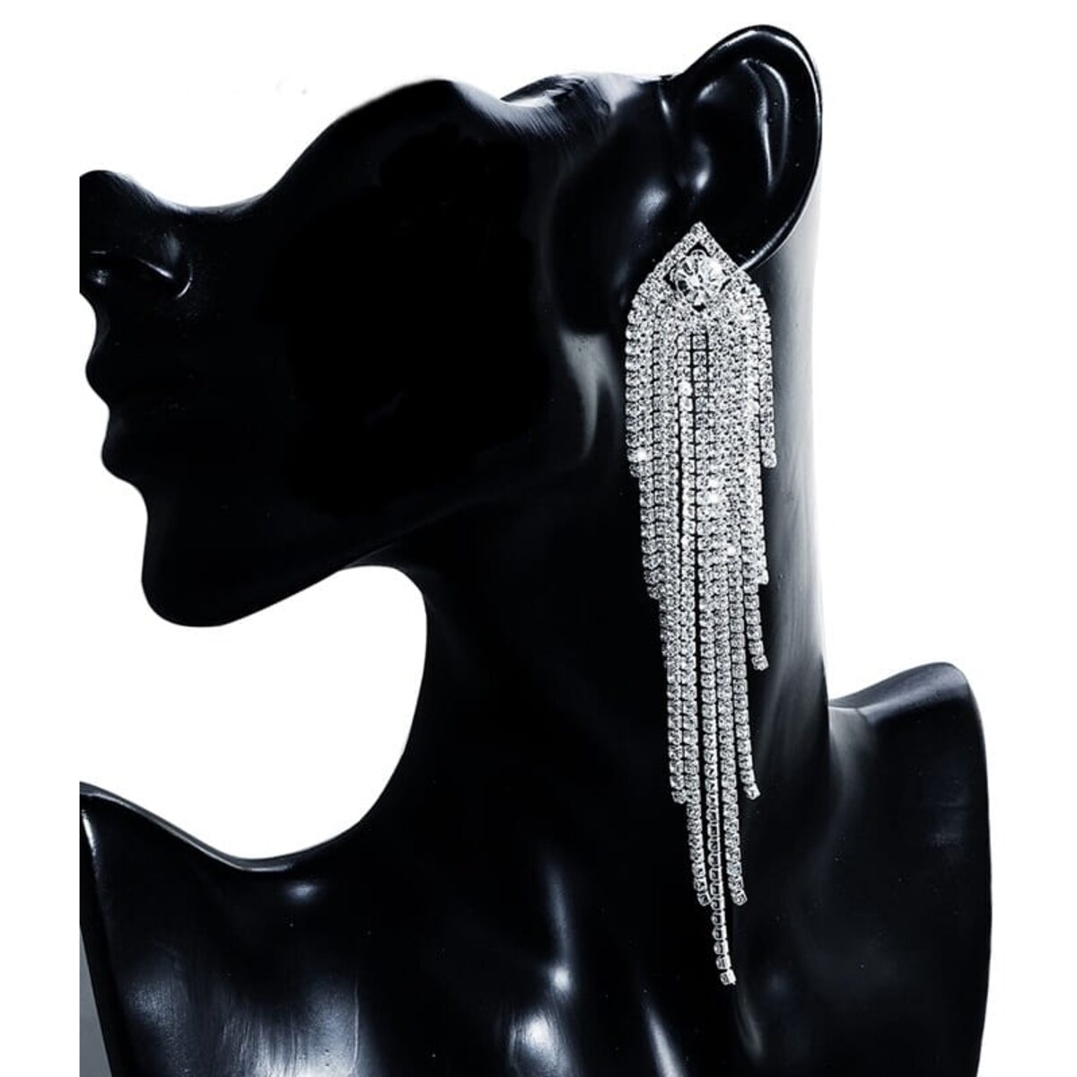 Kolczyki srebrne długie nitki z cyrkonii