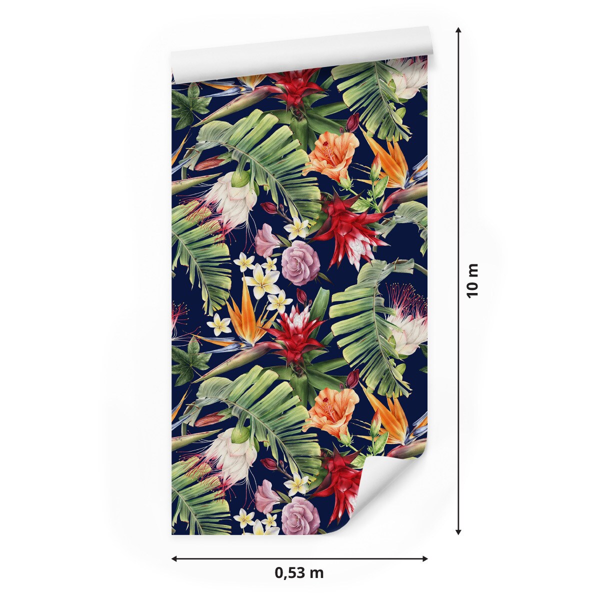 Tapeta TROPIKALNE Liście Kolorowe Kwiaty