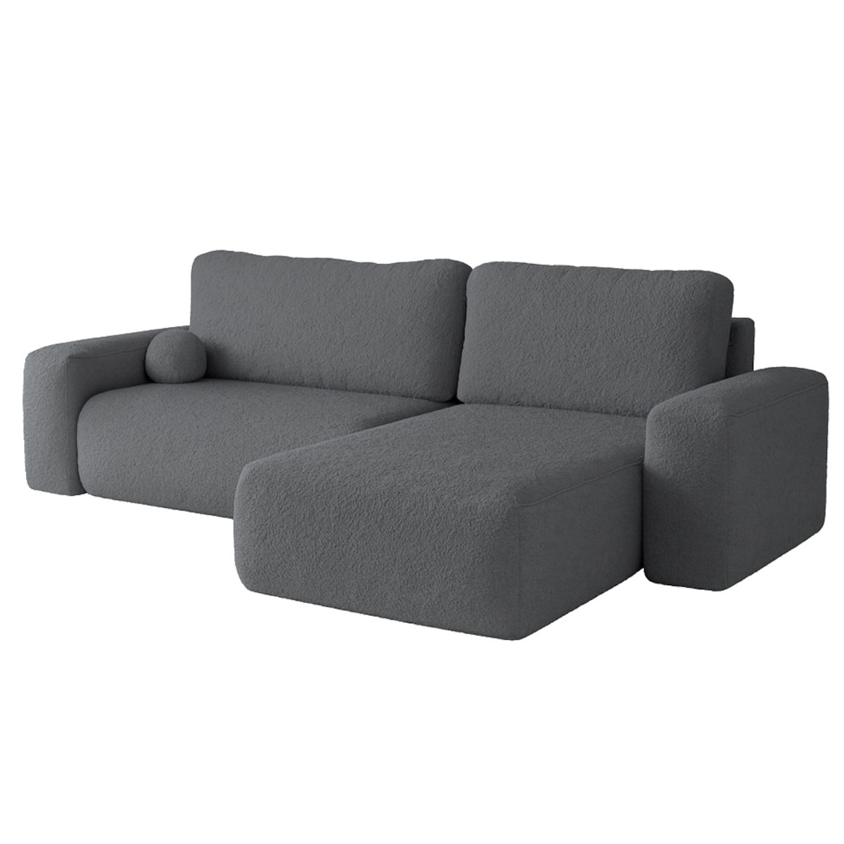 Narożnik Prawy ILO z funkcją spania i pojemnikiem na pościel, ciemno-szary