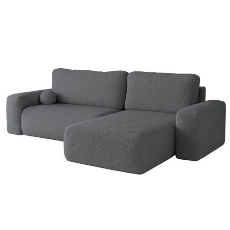 Narożnik Prawy ILO z funkcją spania i pojemnikiem na pościel, ciemno-szary