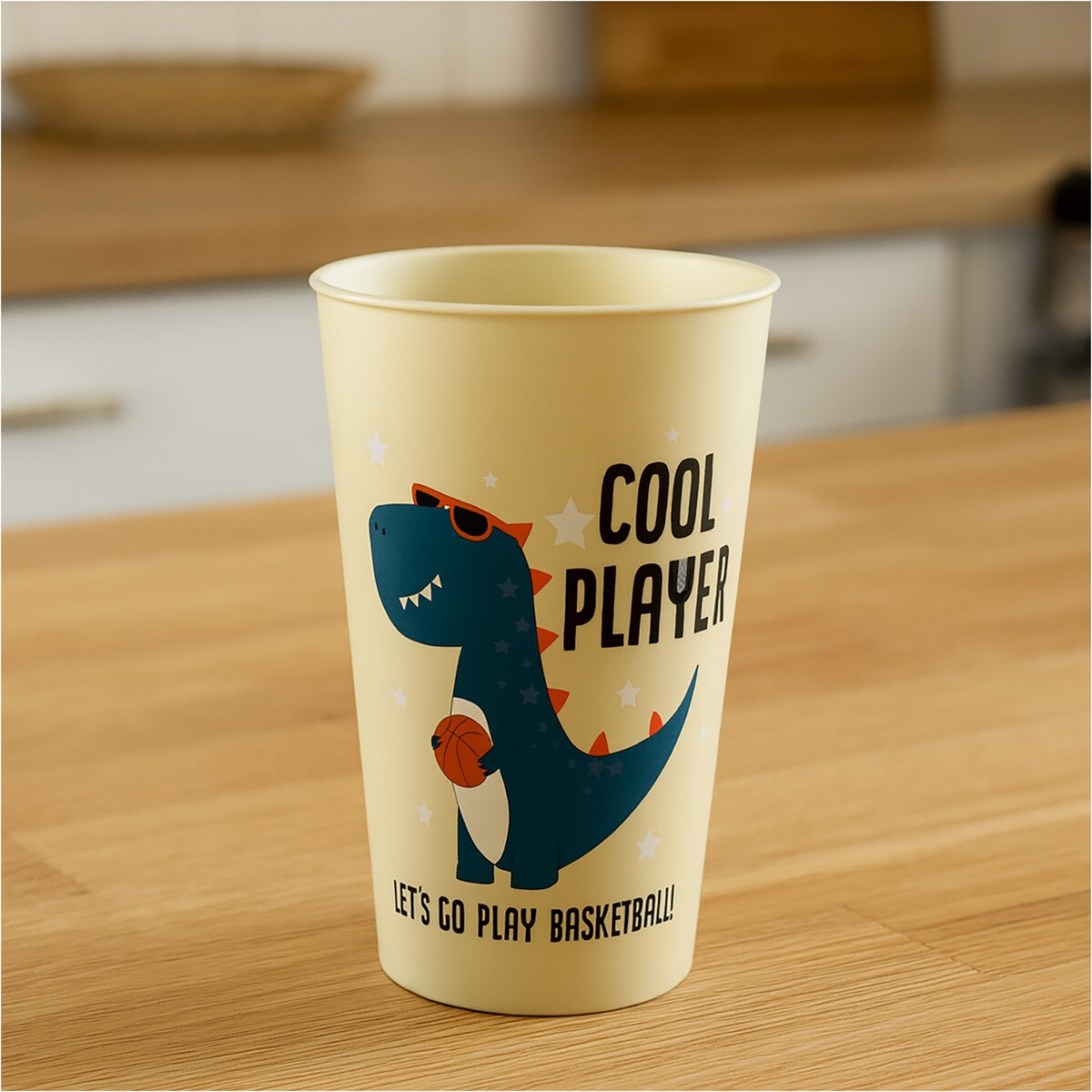 Kubek Dla Dziecka Dziecięcy 250 Ml Plastikowy Dino Beżowy