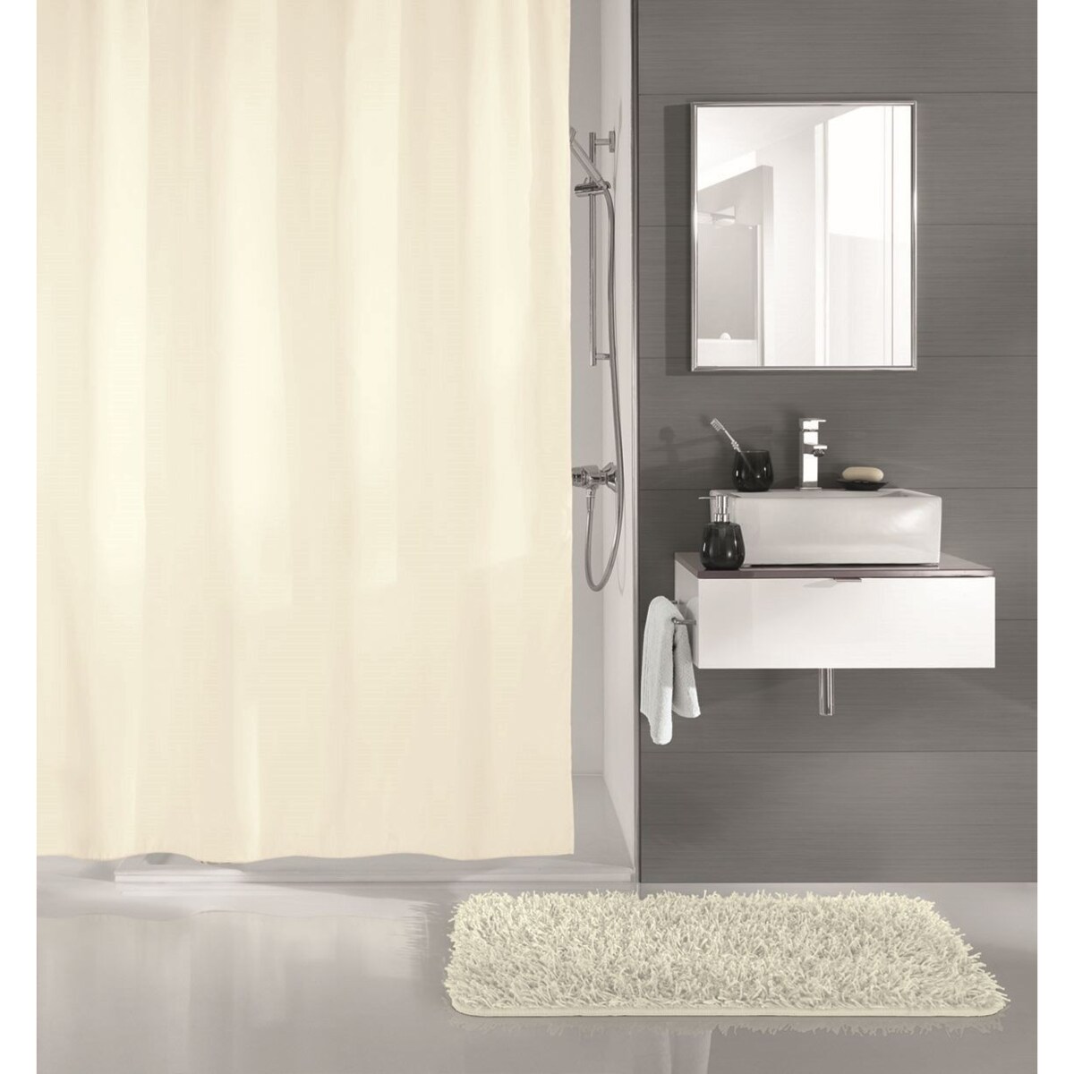 Kleine Wolke Uno Ekologiczna Zasłona prysznicowa beż 180x200 cm PEVA bezzapachowa