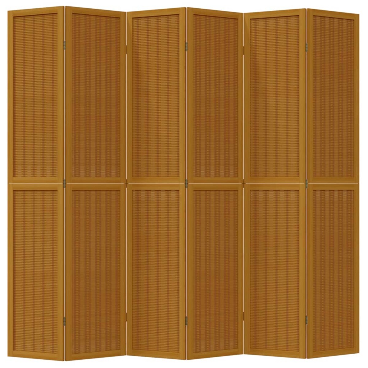 vidaXL Parawan pokojowy, 6-panelowy, brązowy, lite drewno paulowni