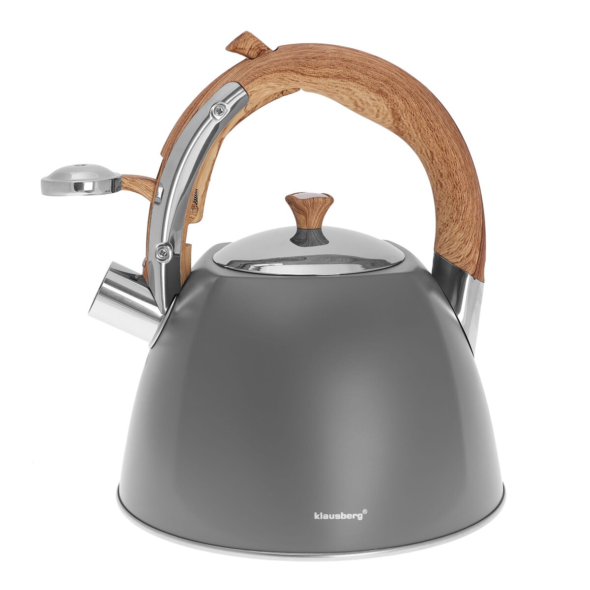 Czajnik stalowy z gwizdkiem lakierowany 3.0L szary matowy KLAUSBERG