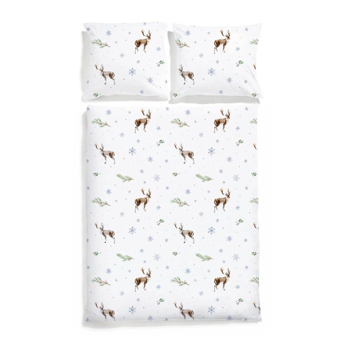 Pościel świąteczna Renifery 200/200 + 2 x 50/60 cm