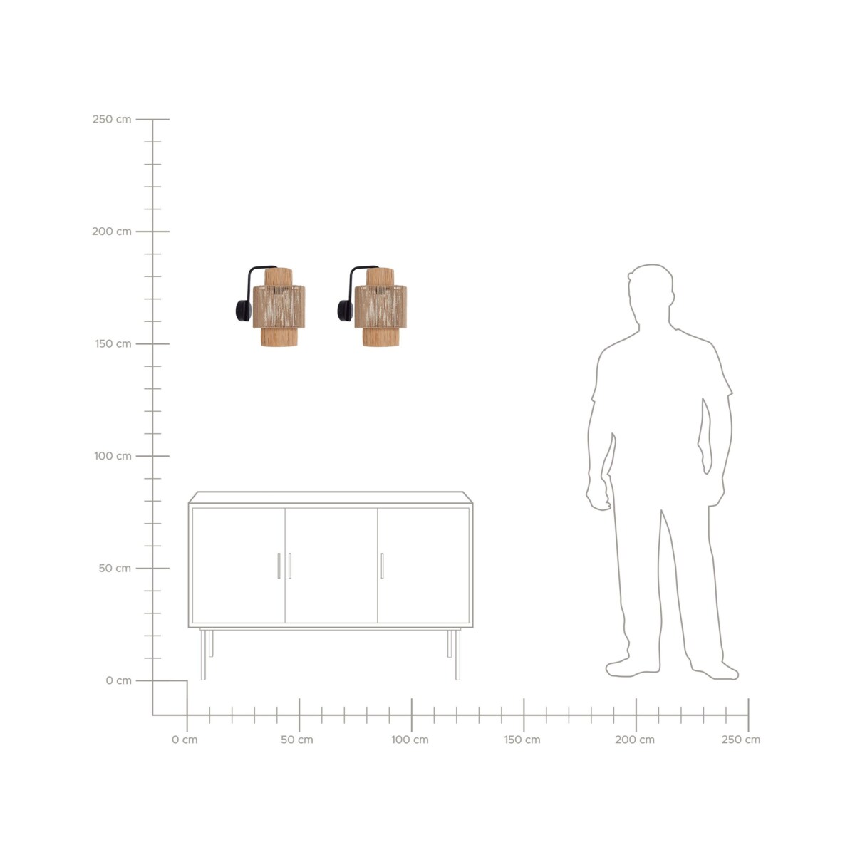 Zestaw 2 lamp ściennych rafia naturalny JAMMA