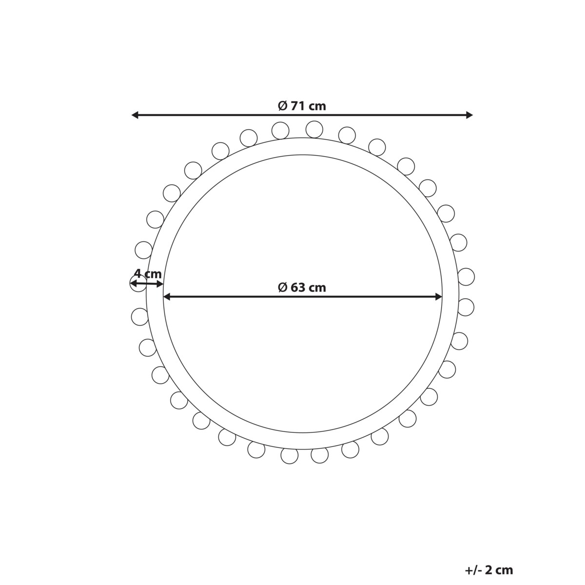 Lustro ścienne 71 cm Złamana biel TAZILLY