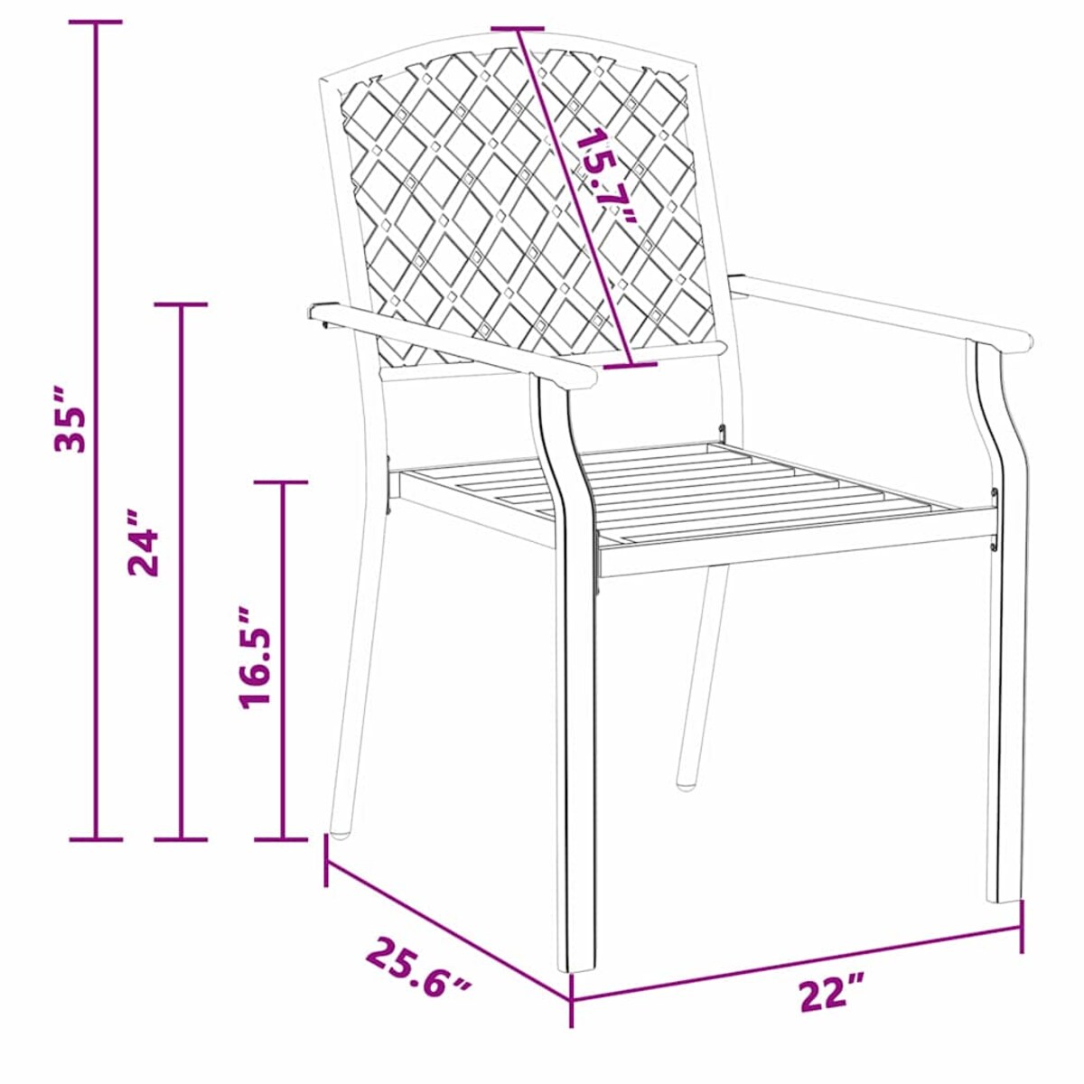 vidaXL Krzesło 2 pcs Antracyt 56 x 65 x 89cm Stal