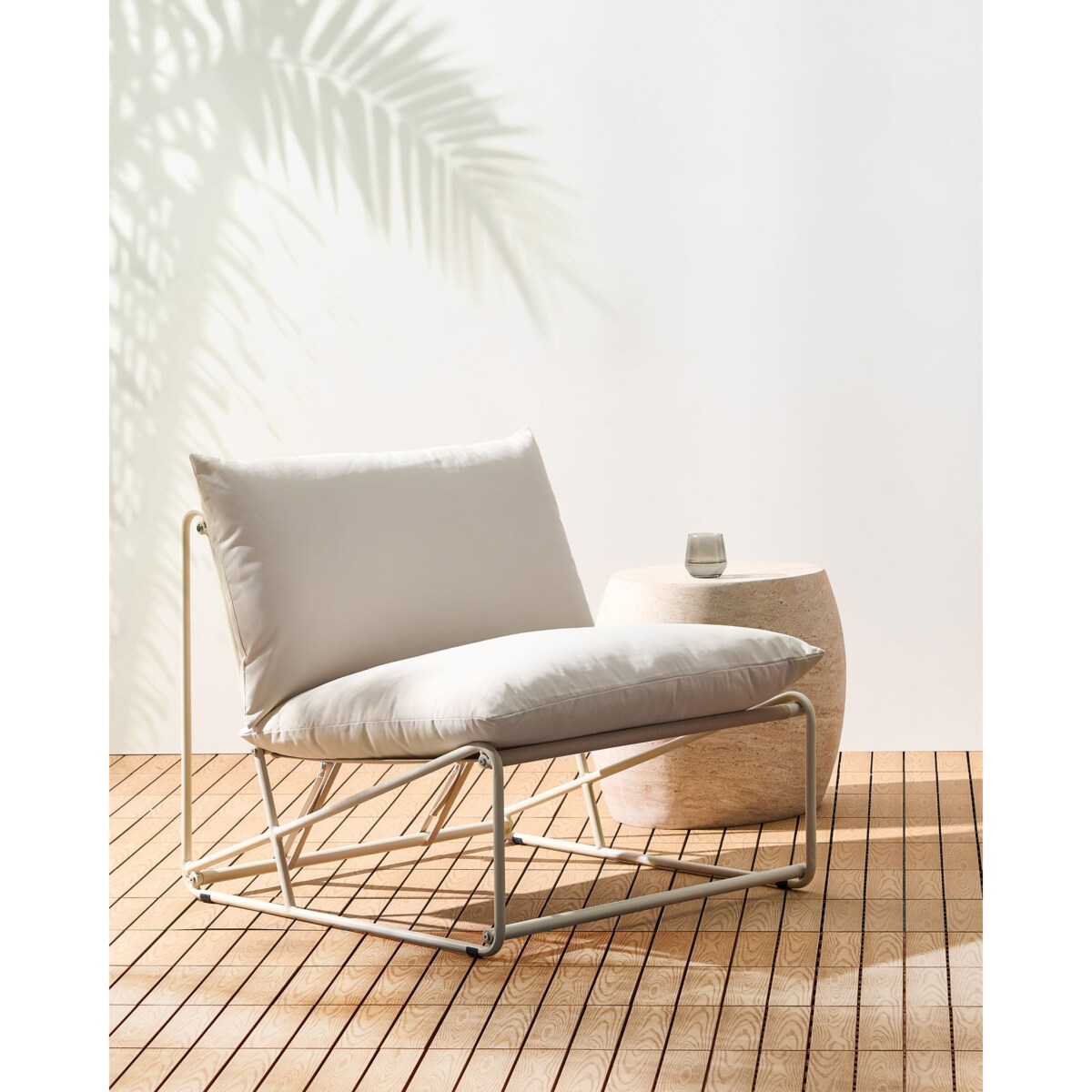 Krzesło ogrodowe z poduszką PICO Metal Jasnobeżowy