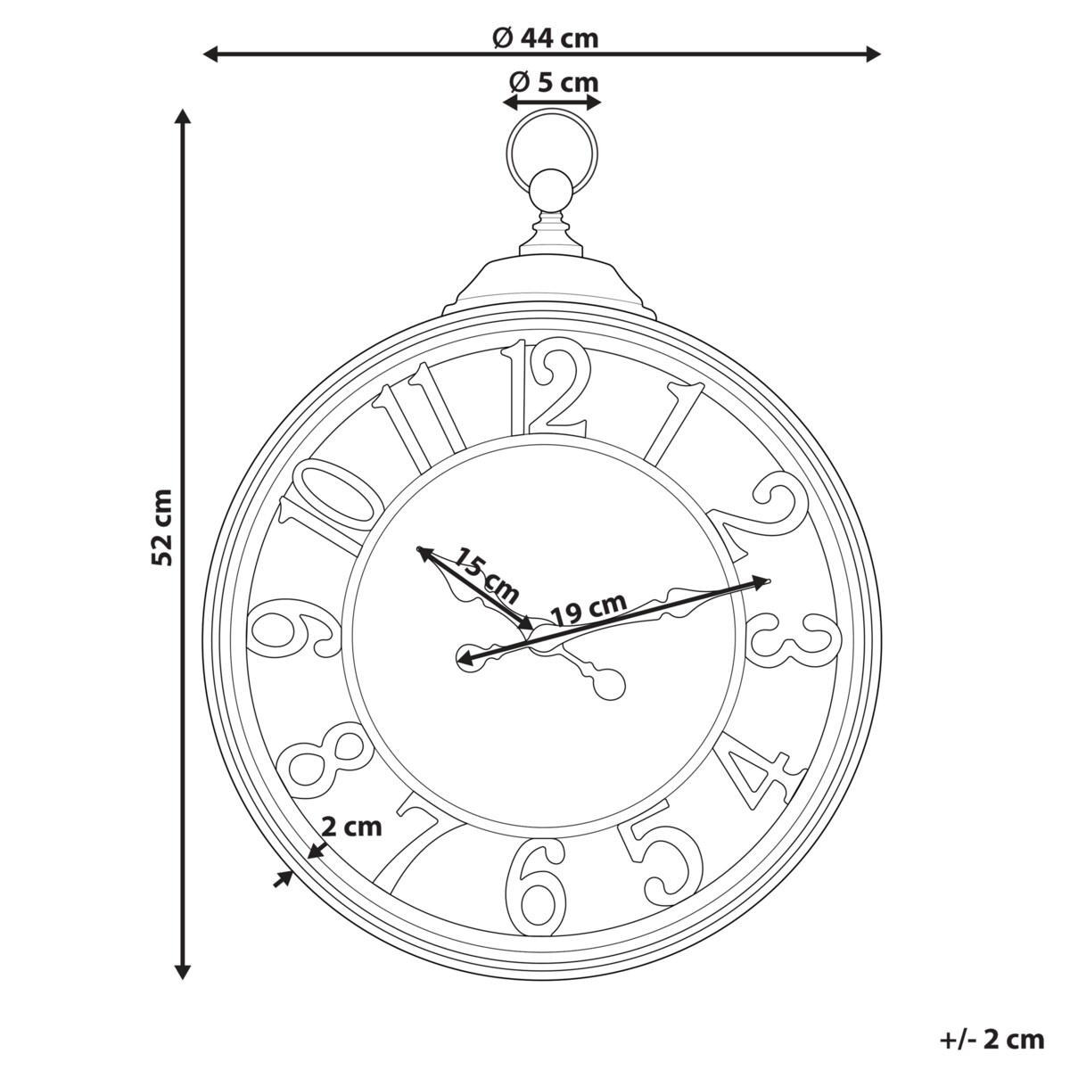 Zegar ścienny ALLOZA 44 cm Czarny